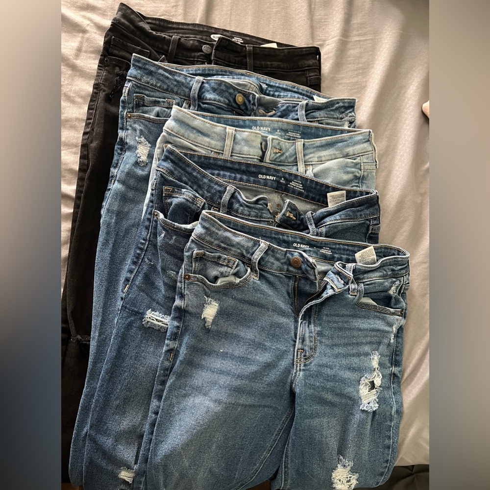 5 pairs of old navy super skinny rockstar ripped jeans, size 8